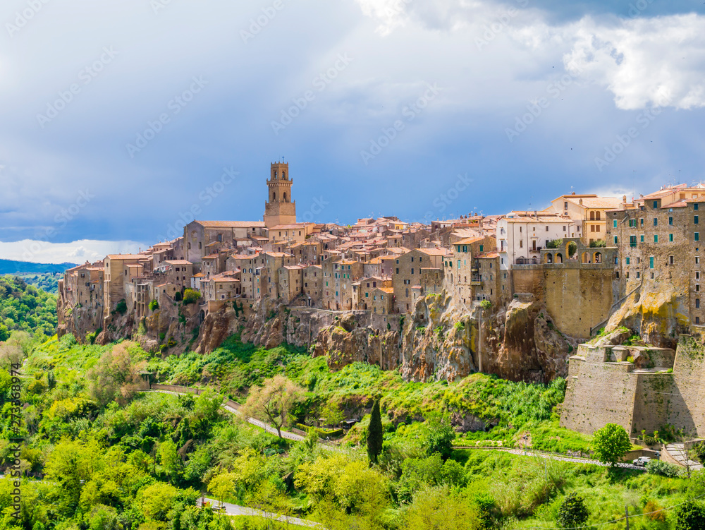 Stunning  view of Pitigliano, picturesque mediaeval town in Tuscany, Italy