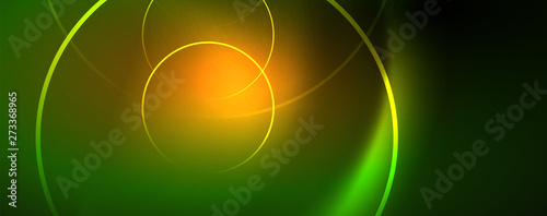 Shiny neon lines template - northern lights glowing blur lines. Futuristic style glow neon 80s disco club or night party techno template