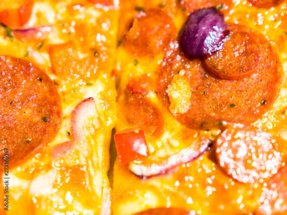 Pepperoni and chorizo pizza. Pepperoni and chorizo pizza.