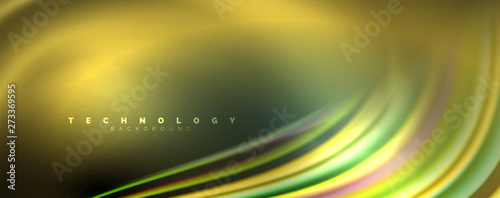 Fluid color rainbow style wave abstract background, techno modern design on black