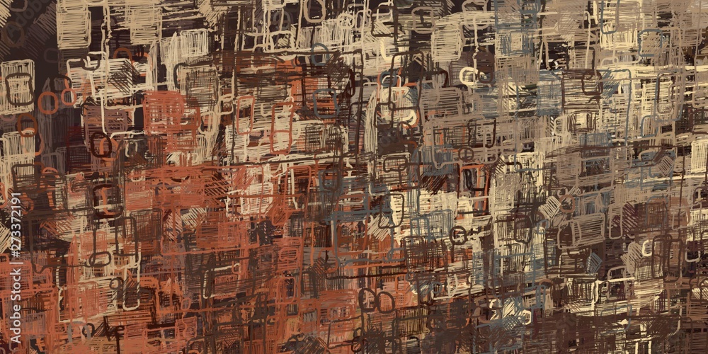 Fototapeta premium Artistic sketch backdrop material. Abstract geometric pattern. Chaos and random. Modern art drawing painting. 2d illustration. Digital texture wallpaper. 