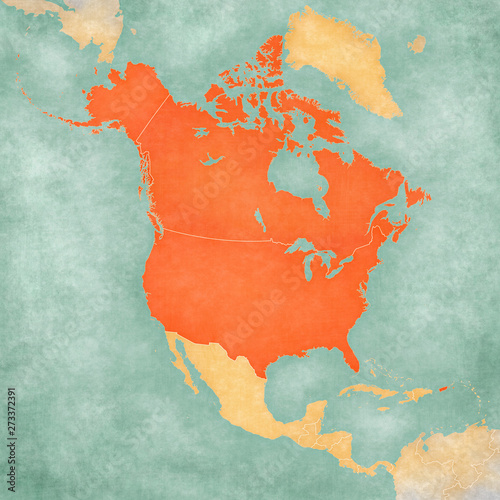Map of North America - USA and Canada
