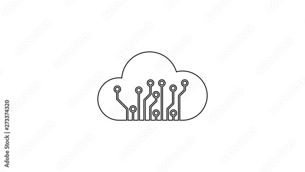 Black Internet of things line icon on white background. Cloud computing design concept. Digital network connection. 4K Video motion graphic animation Black Internet of things line icon on white background. Cloud computing design concept. Digital network connection. 4K Video motion graphic animation