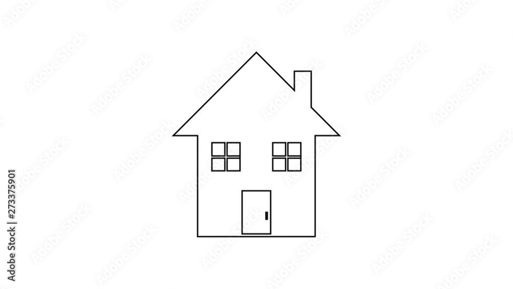 Black House line icon on white background. Home symbol. 4K Video motion graphic animation Black House line icon on white background. Home symbol. 4K Video motion graphic animation