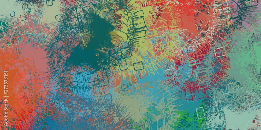Fototapeta premium Artistic sketch backdrop material. Abstract geometric pattern. Chaos and random. Modern art drawing painting. 2d illustration. Digital texture wallpaper. 