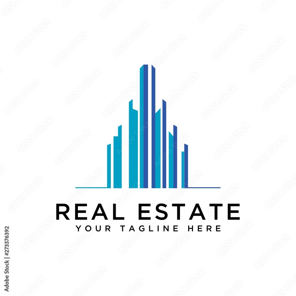 house home logo, real estate logotype, architecture symbol blue rise building icon symbol illustration vector design template.Creatives building,Real estate logo design inspiration