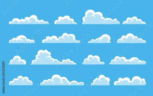 Cloud. Abstract white cloudy set isolated on blue background. Vector illustration photo