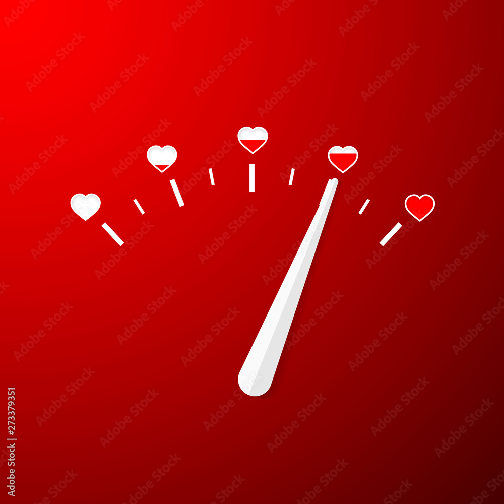 Love meter. Valentines Day card element in simple flat style. Vector illustration Love meter. Valentines Day card element in simple flat style. Vector illustration