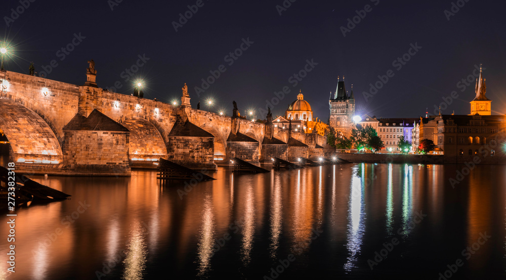 Karl bridge at night in Prague