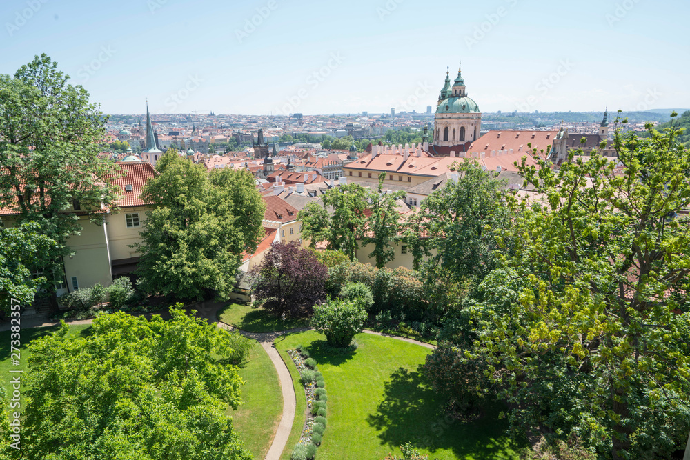The panorama of Prague from the castle in summer