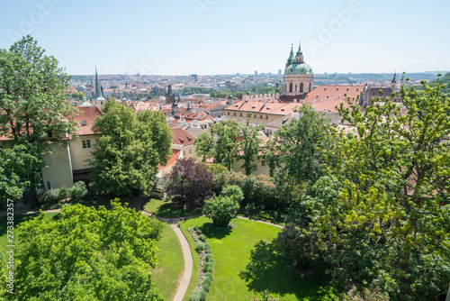 The panorama of Prague from the castle in summer