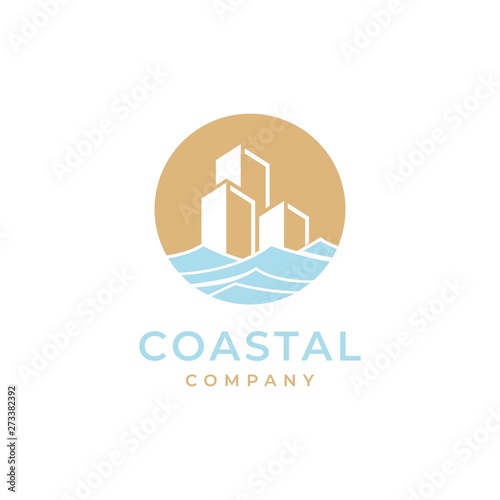 coastal with building logo design