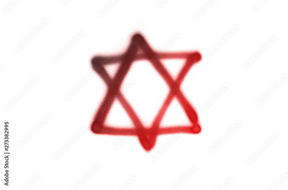 Fototapeta premium Graffiti star of David sprayed on white isolated background
