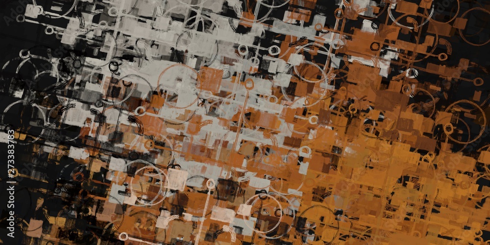 Fototapeta premium Artistic sketch backdrop material. Abstract geometric pattern. Chaos and random. Modern art drawing painting. 2d illustration. Digital texture wallpaper.