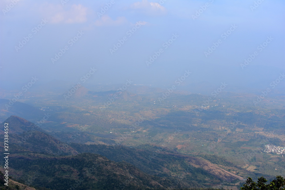 View of Cumbam Valley from Meghamalai Hills in Tamil Nadu