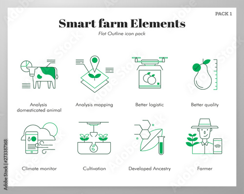 Smart farm elements FlatOutline pack