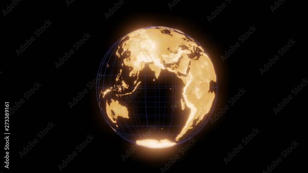 earth hologram with rotation black background and heightmap