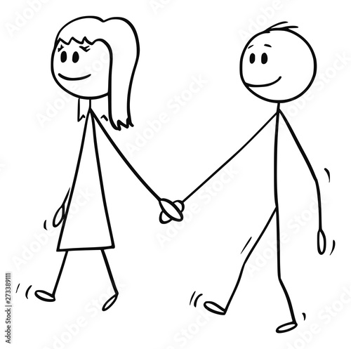 Vector Cartoon Stick Figure Drawing Conceptual Illustration Of Girl And Boy Holding Hands And Walking Together Stock Vector Adobe Stock Vector Cartoon Stick Figure Drawing Conceptual Illustration Of Girl And Boy Holding Hands And Walking Together Stock Vector Adobe Stock