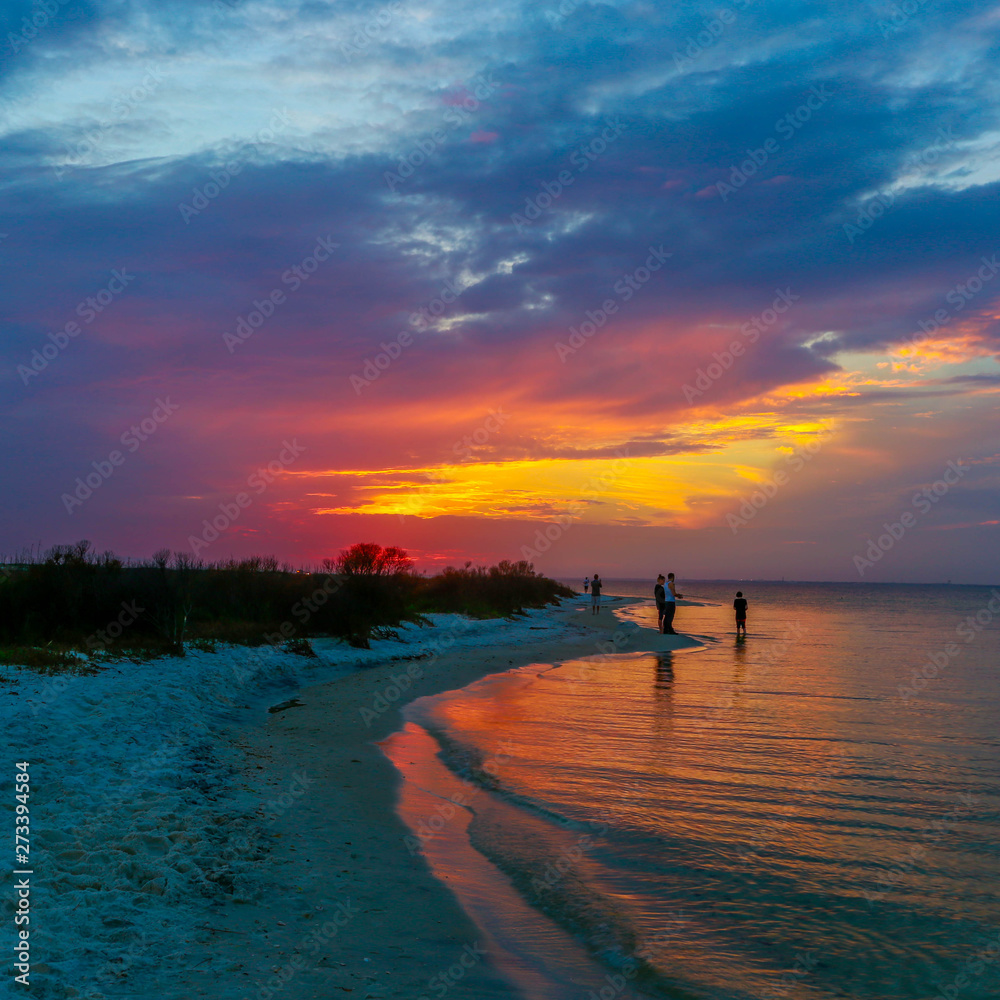 fishing at sunset