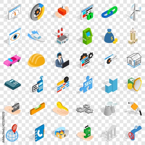 Teamwork icons set. Isometric style of 36 teamwork vector icons for web for any design