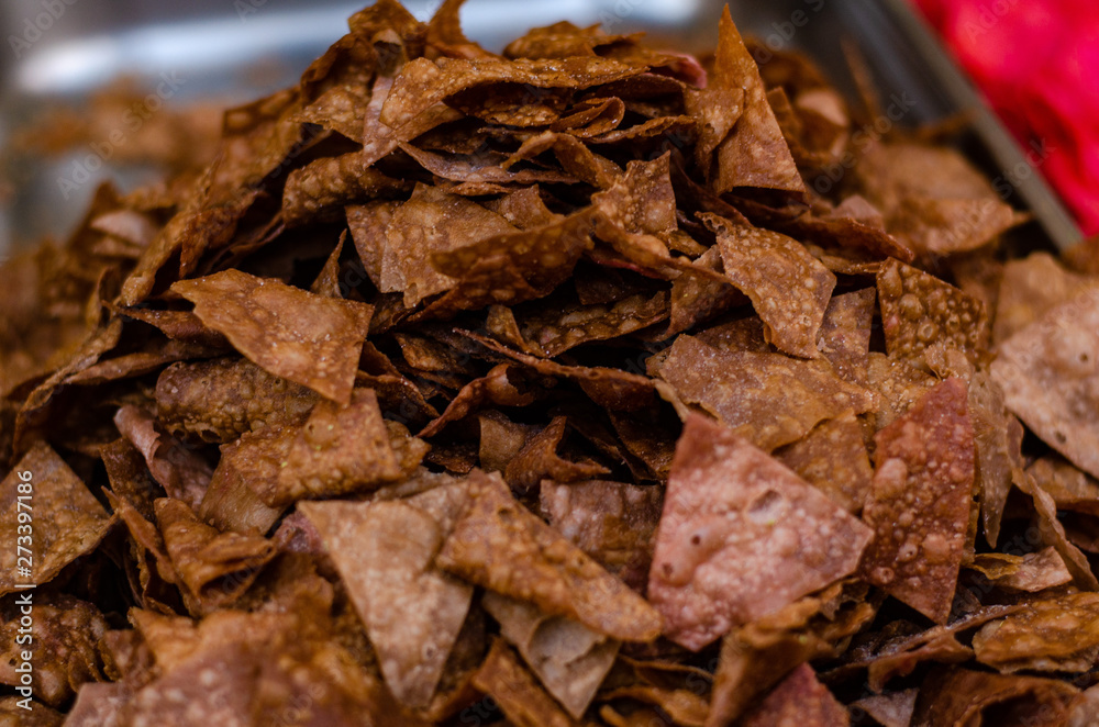 multicolored chips from potatoes background multicolored chips from potatoes background