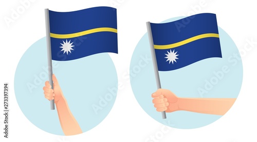 Nauru flag in hand icon