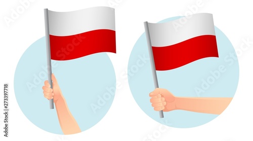 Poland flag in hand icon