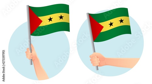 Sao Tome and Principe flag in hand icon