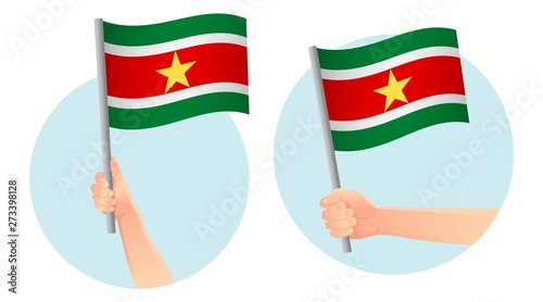 Suriname flag in hand icon