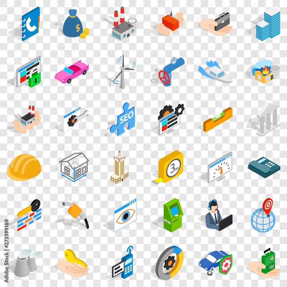 Trust icons set. Isometric style of 36 trust vector icons for web for any design Trust icons set. Isometric style of 36 trust vector icons for web for any design