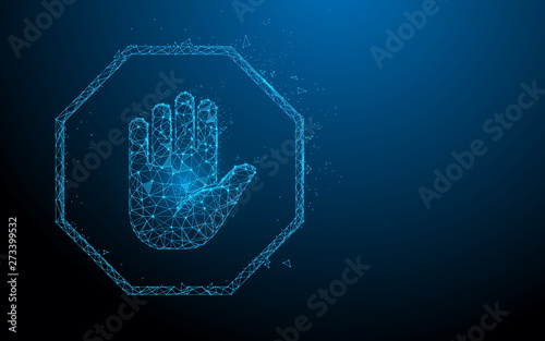 Stop signs and hand symbol. Vector Illustration