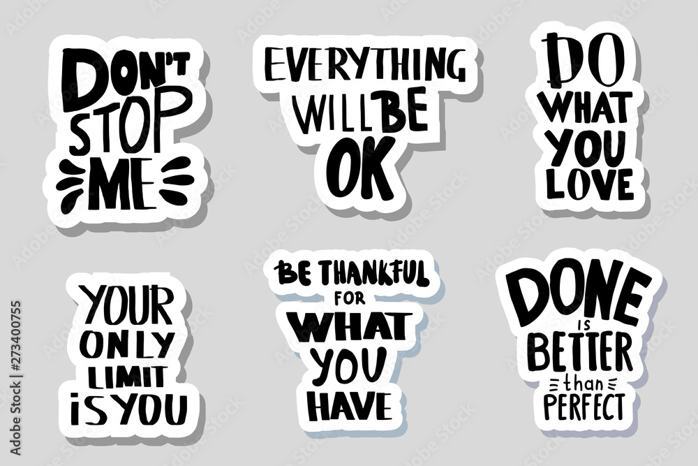 Set of sticker quotes. Vector text illustration.