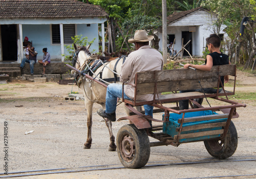 A horse drawn cart on the streets in central Cuba