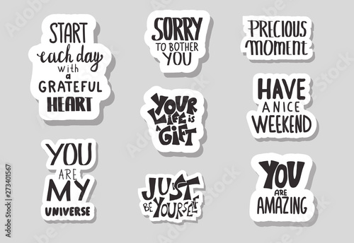 Set of motivational quotes isolated. Vector text.