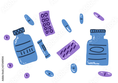Probiotic flat concept isolated. Vector design set