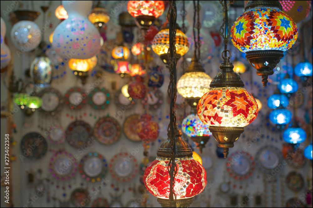 Picture of illuminated arabic mosaic lanterns