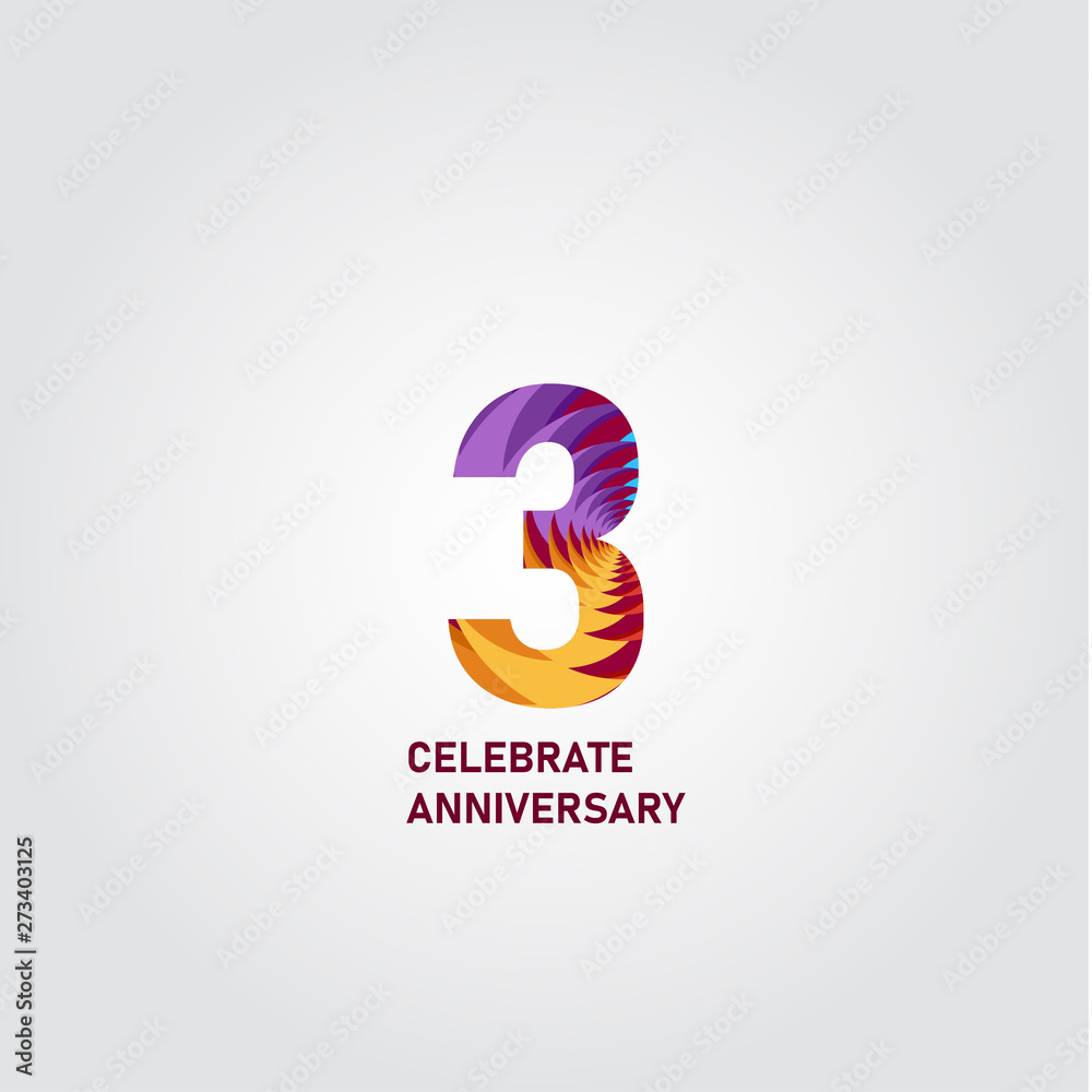 3 Year Anniversary Elegant Rainbow Vector Template Design Illustration 3 Year Anniversary Elegant Rainbow Vector Template Design Illustration