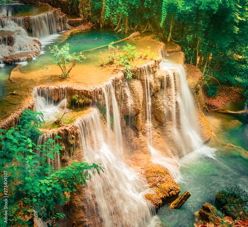 Fototapeta Naklejka Na Ścianę i Meble -  Beautiful waterfall Huai Mae Khamin, Thailand