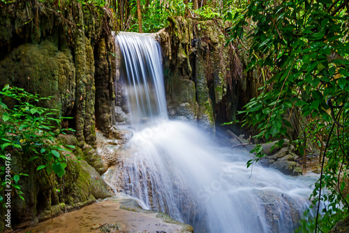 Erawan Waterfall beautiful in rain forest