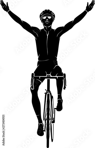 Cyclist Winner, Male Athlete Celebrating Victory