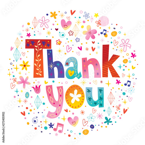 Thank you unique lettering decorative text card