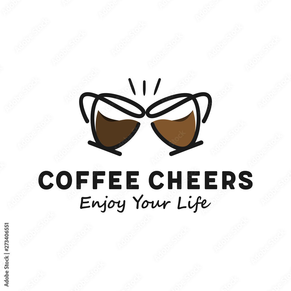 Coffee cheers simple logo design Stock Vector Adobe Stock