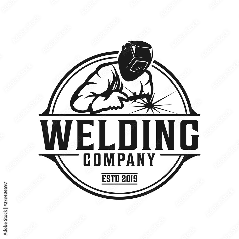 Welding company badge logo design Stock Vector Adobe Stock
