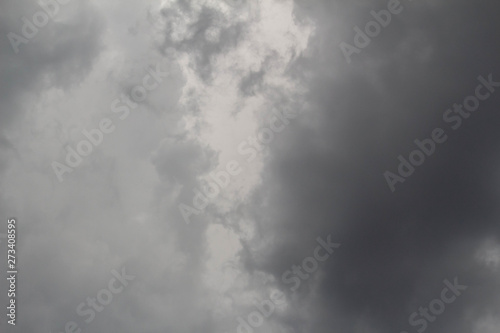The Dark gray dramatic sky with large clouds in rainy seasons.
