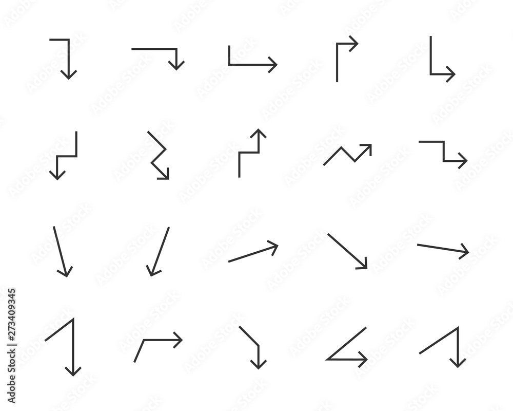 set of arrow icons, such as linear, curve, aiming, next set of arrow icons, such as linear, curve, aiming, next