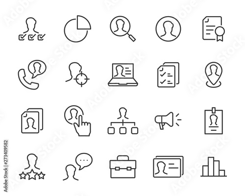 set of work icons, such as job, skill, performance, people, search