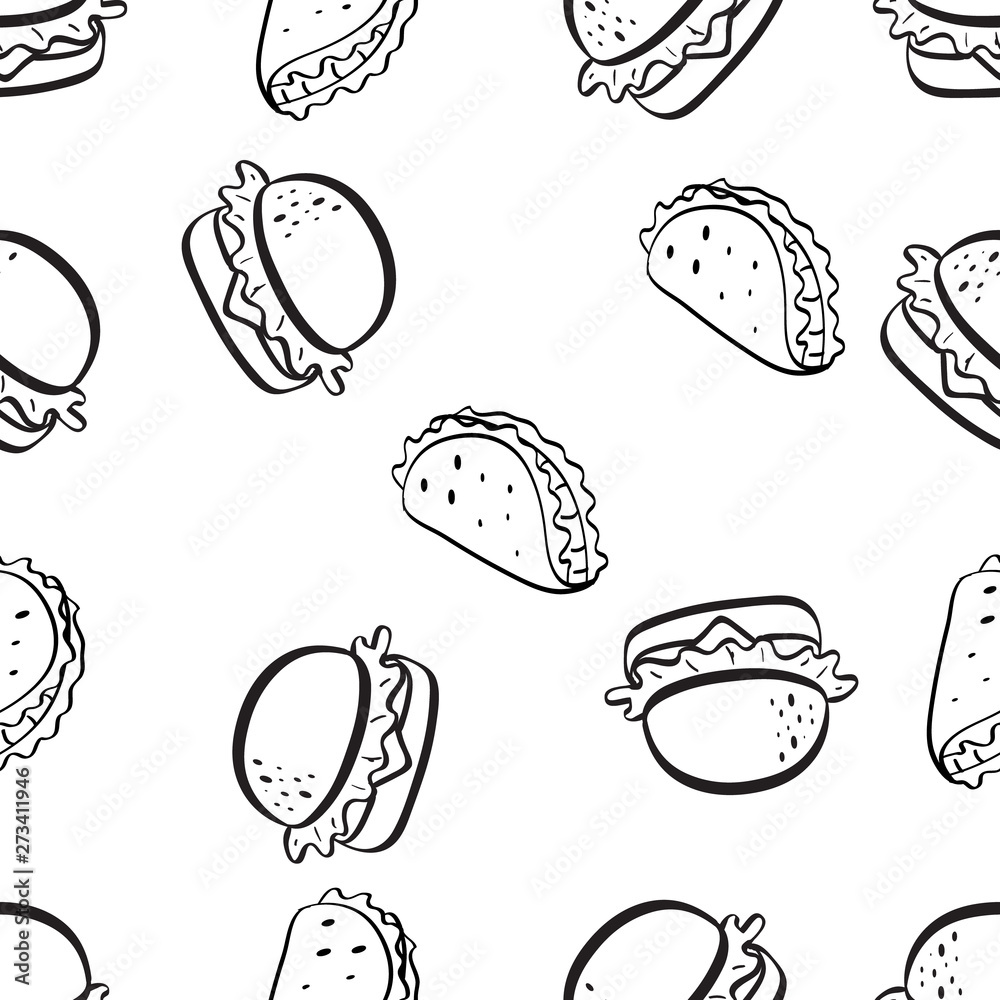 Doodle Vector Food Seamlesss Pattern