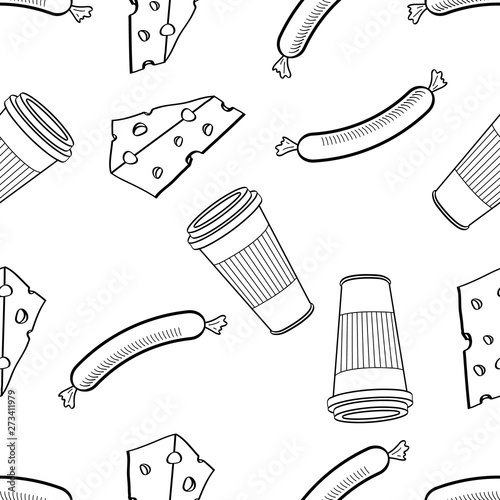 Fototapeta Naklejka Na Ścianę i Meble -  Doodle Vector Food Seamlesss Pattern