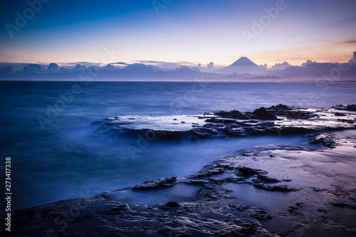 Atmosphere by the sea of Sagami, Kanagawa Prefecture and Mt.Fuji during the sunset