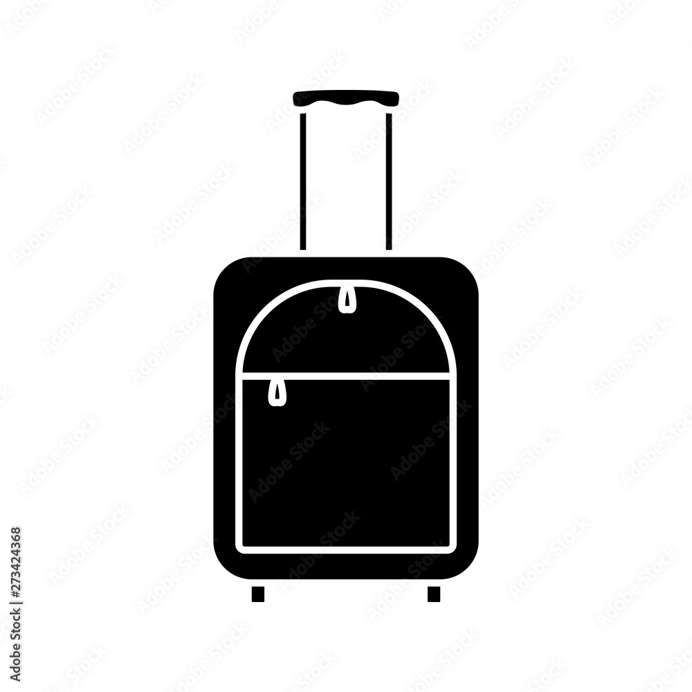Black and white suitcase icon. Black and white suitcase icon.